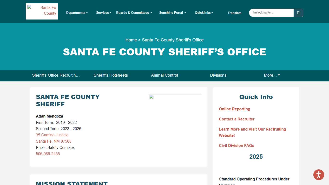 Santa Fe County Sheriff's Office | Santa Fe County