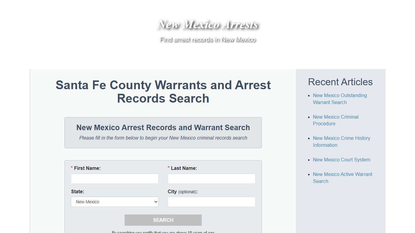 Santa Fe County Warrants and Arrest Records Search - New Mexico Arrests